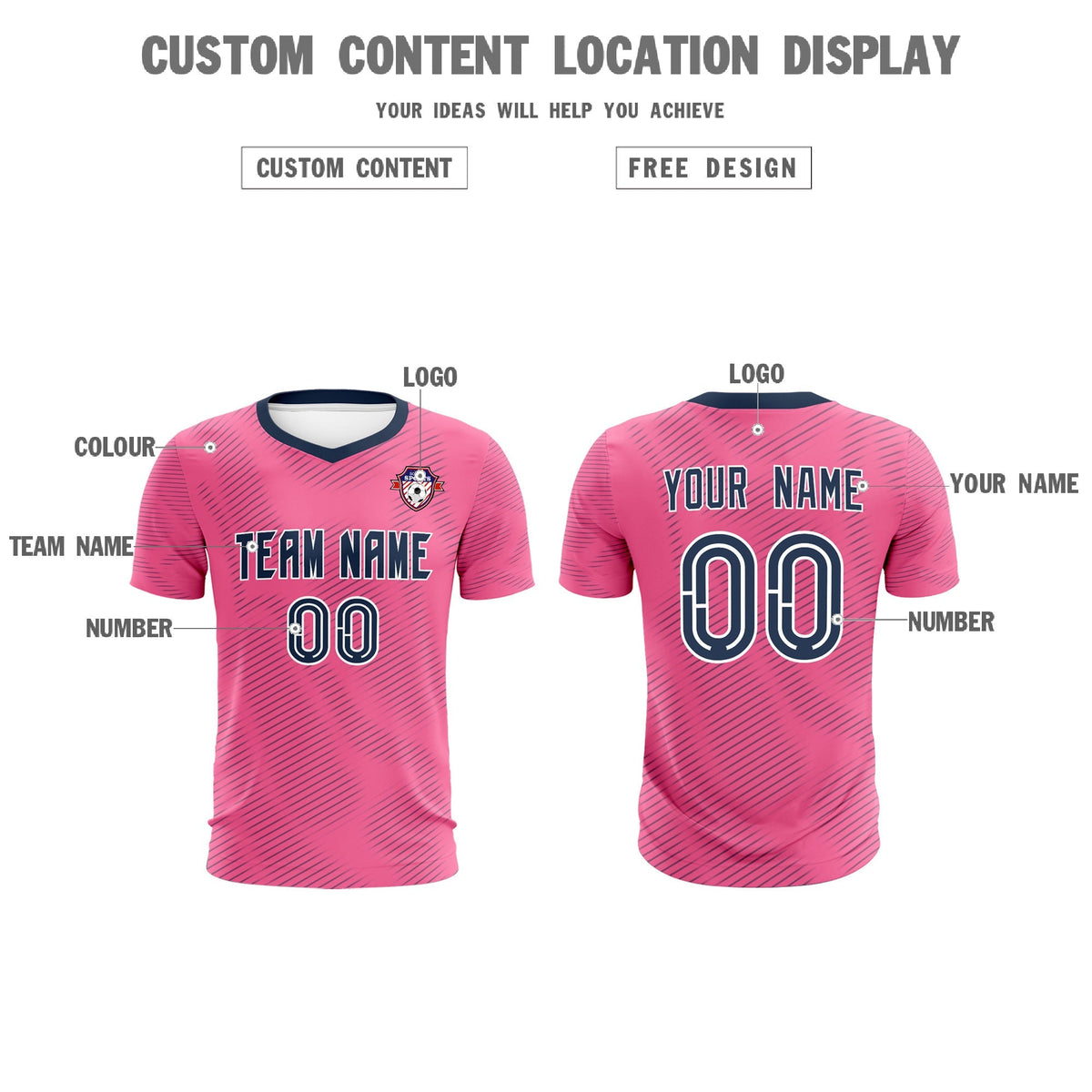 Custom Pink Navy Training Uniform For Men Football Sets Jersey