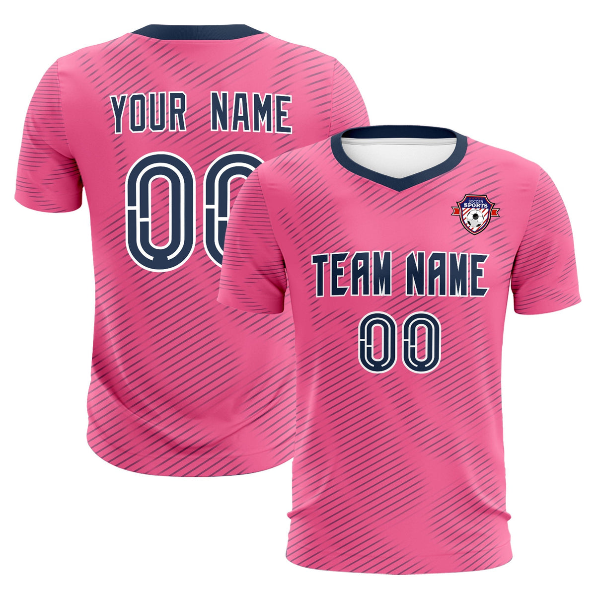 Custom Pink Navy Training Uniform For Men Football Sets Jersey
