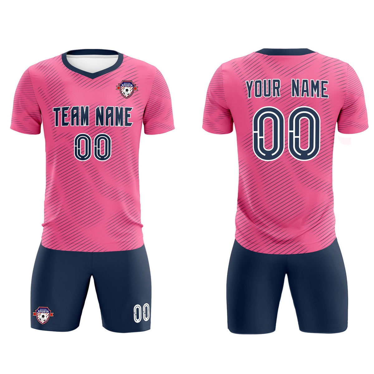 Custom Pink Navy Training Uniform For Men Football Sets Jersey