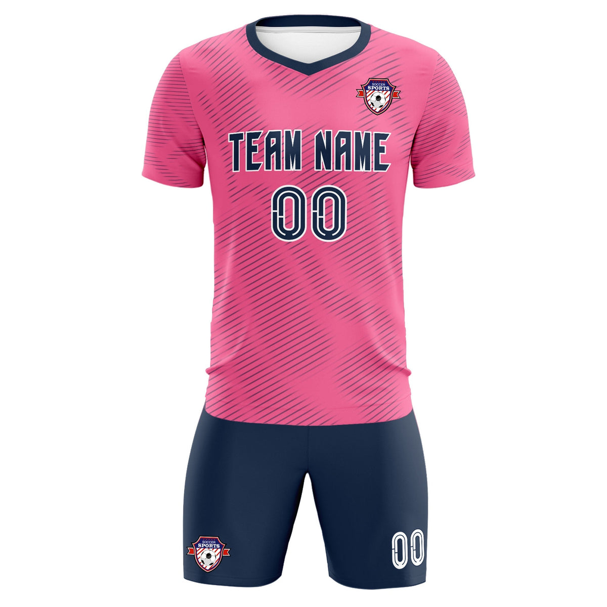 Custom Pink Navy Training Uniform For Men Football Sets Jersey