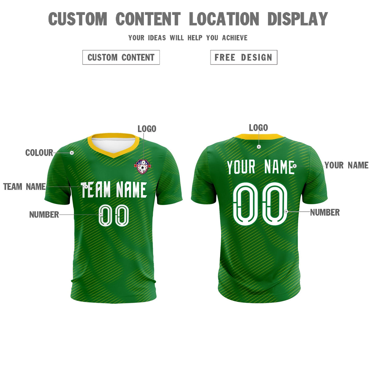 Custom Kelly Green Yellow Training Uniform For Men Football Sets Jersey