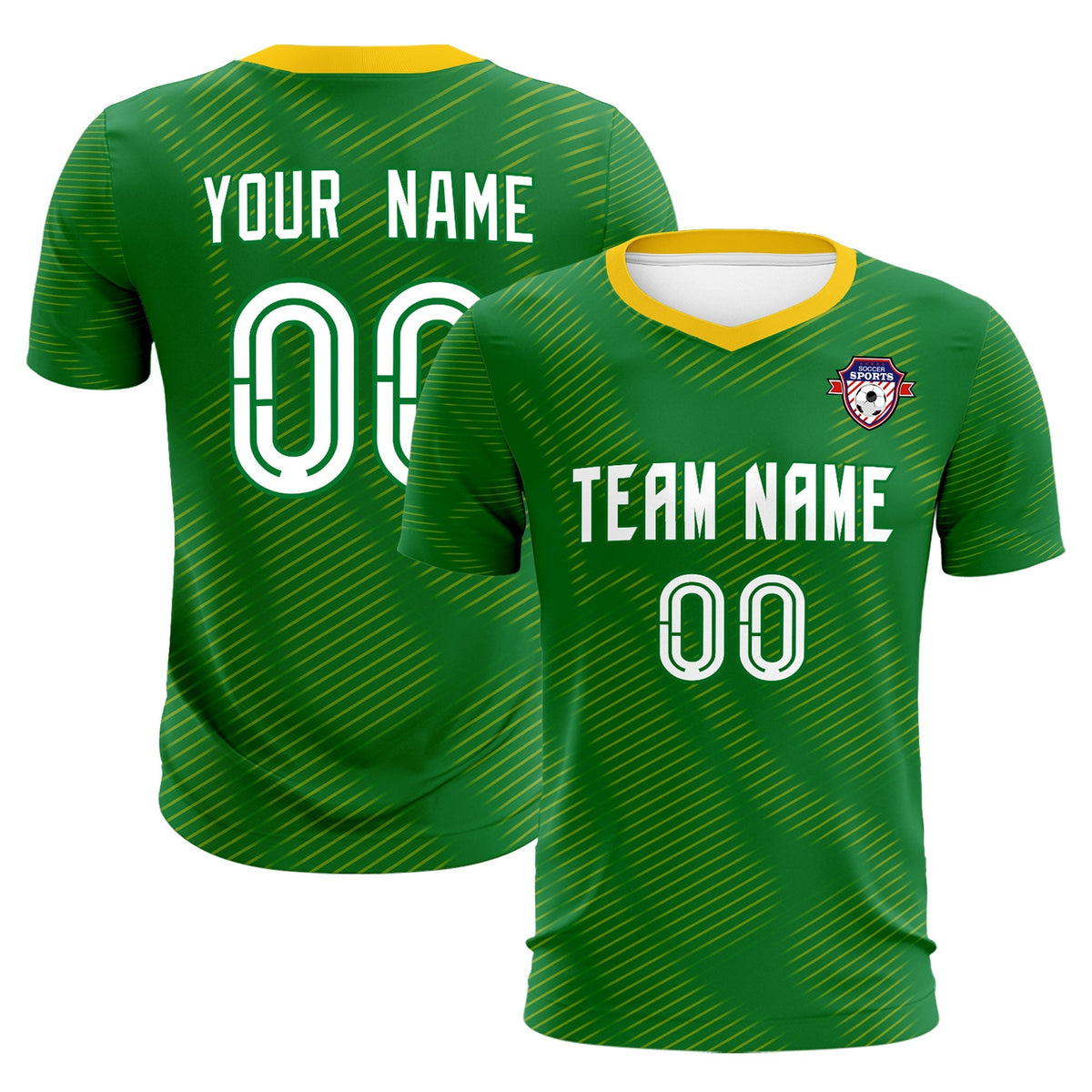 Custom Kelly Green Yellow Training Uniform For Men Football Sets Jersey