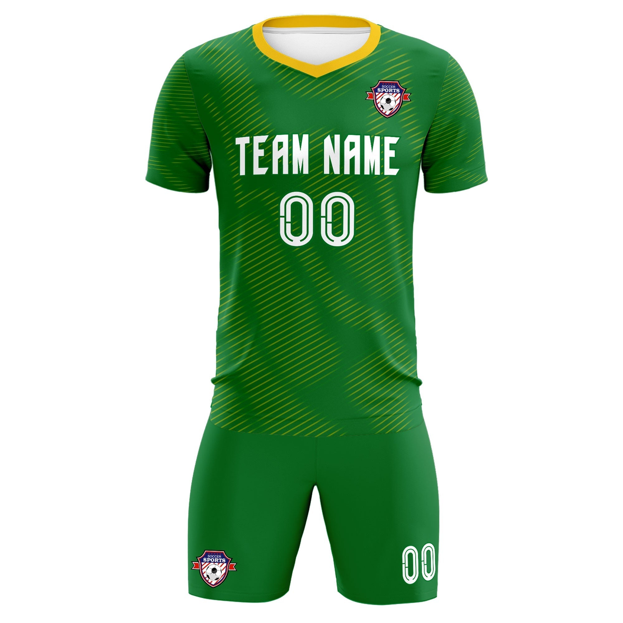 Custom Kelly Green Yellow Training Uniform For Men Football Sets Jersey