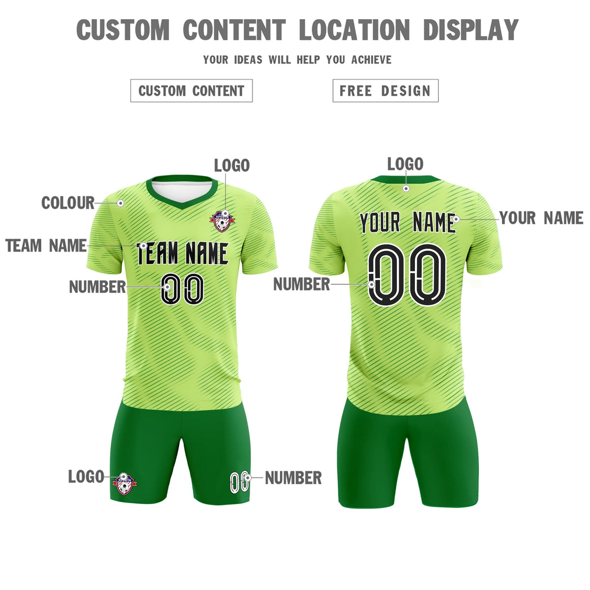 Custom Green Kelly Green Training Uniform For Men Football Sets Jersey
