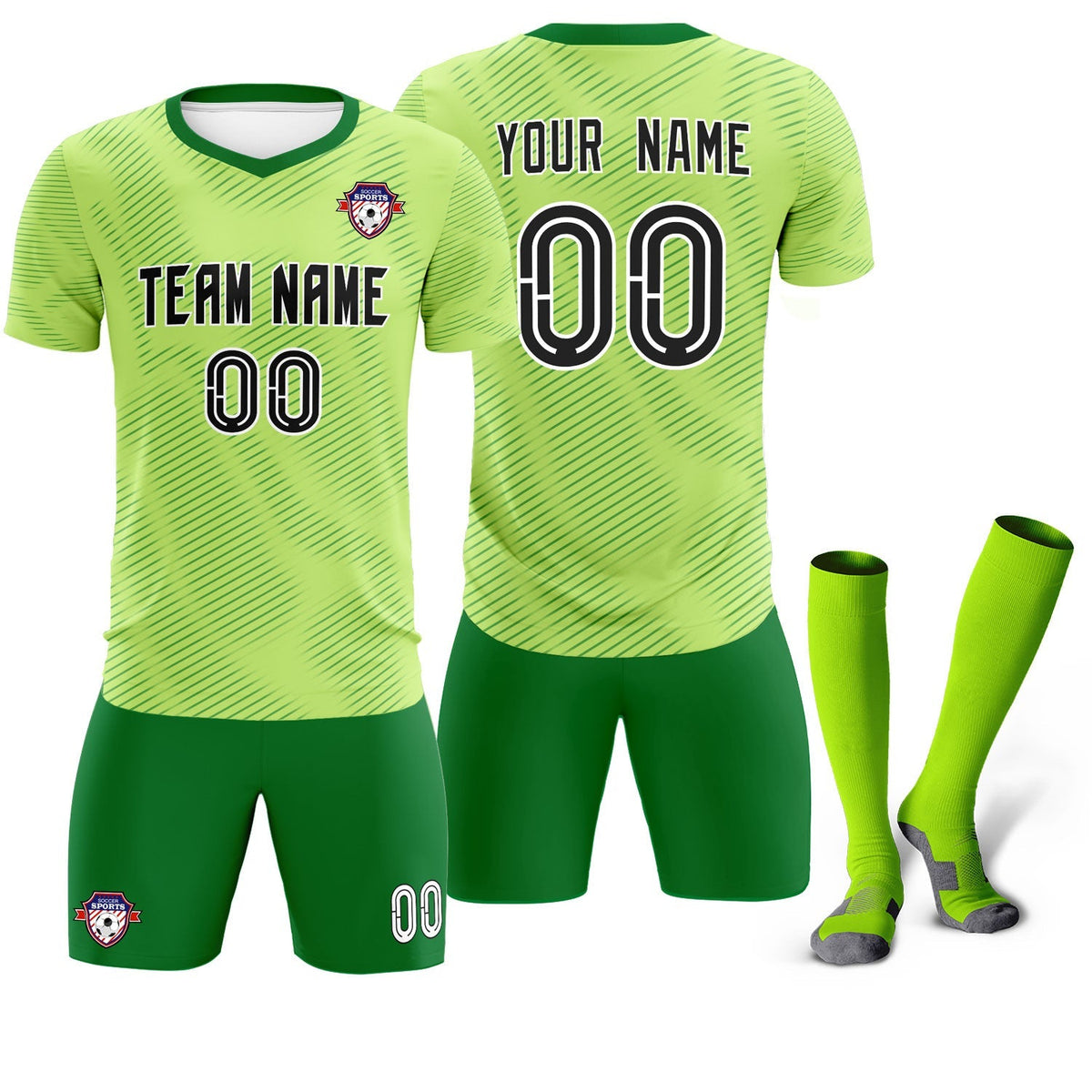 Custom Green Kelly Green Training Uniform For Men Football Sets Jersey