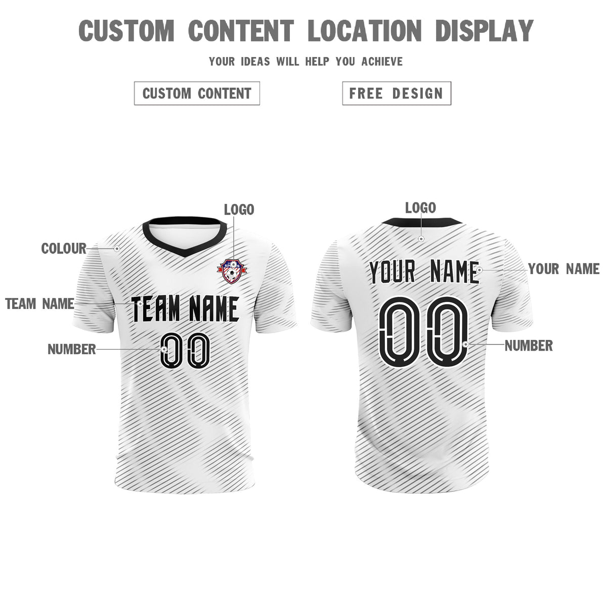 Custom White Black Training Uniform For Men Football Sets Jersey