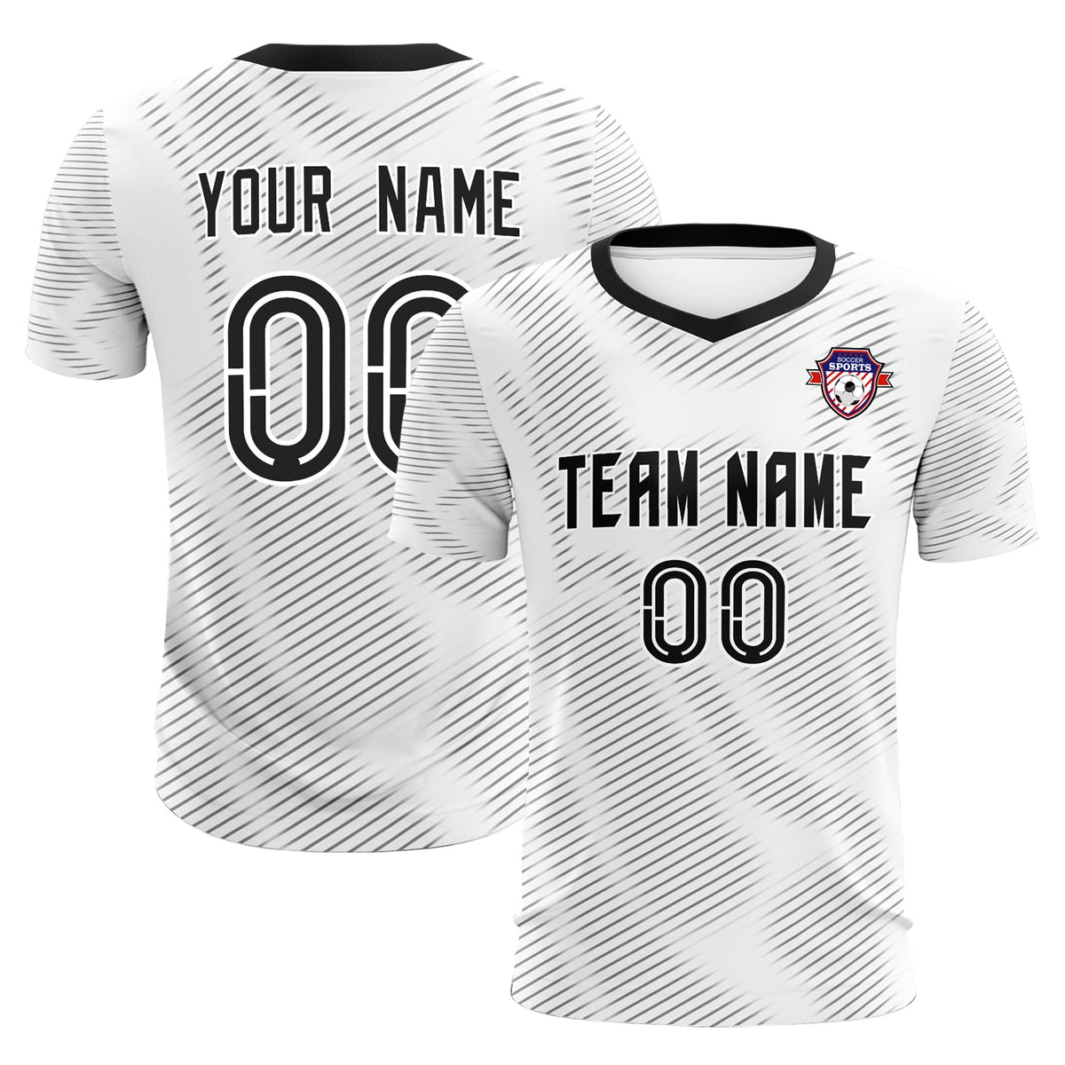 Custom White Black Training Uniform For Men Football Sets Jersey