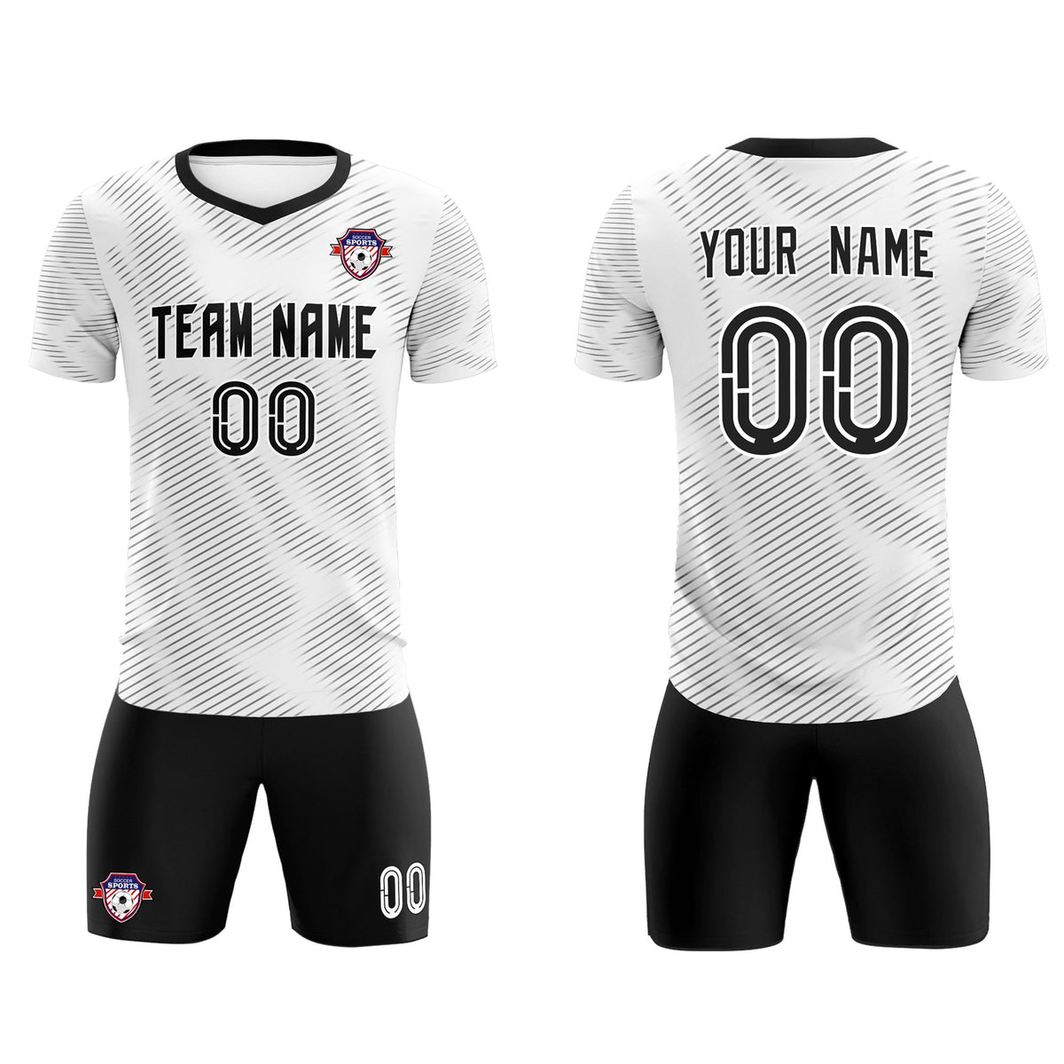 Custom White Black Training Uniform For Men Football Sets Jersey