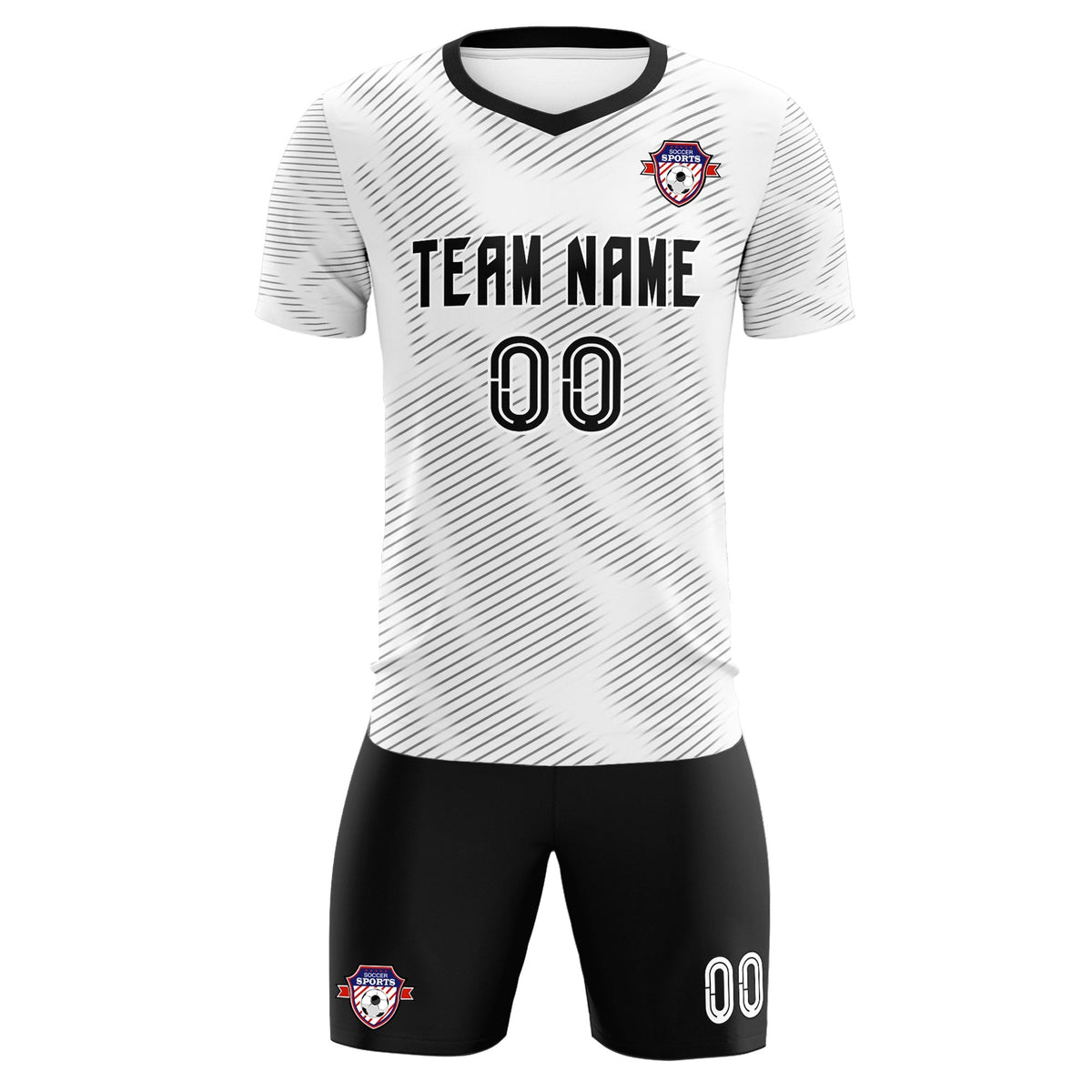 Custom White Black Training Uniform For Men Football Sets Jersey