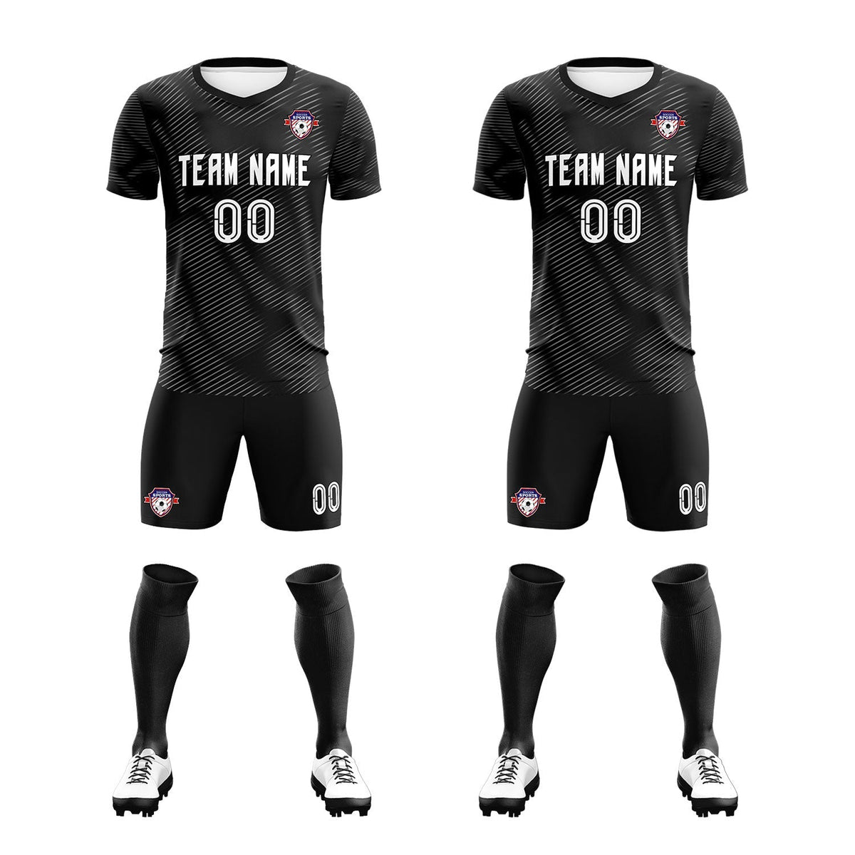 Custom Black White Training Uniform For Men Football Sets Jersey
