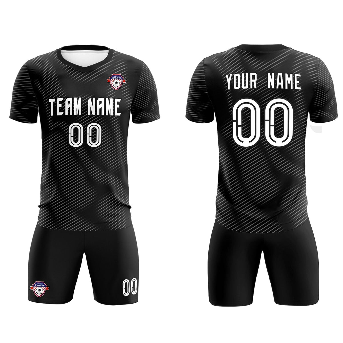 Custom Black White Training Uniform For Men Football Sets Jersey