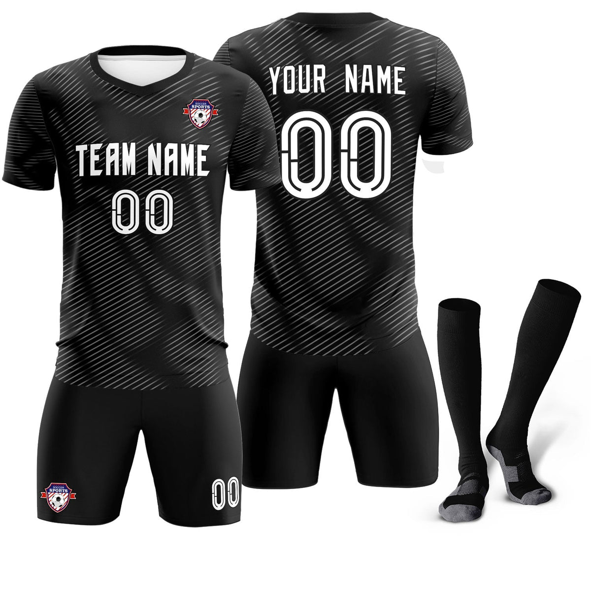 Custom Black White Training Uniform For Men Football Sets Jersey