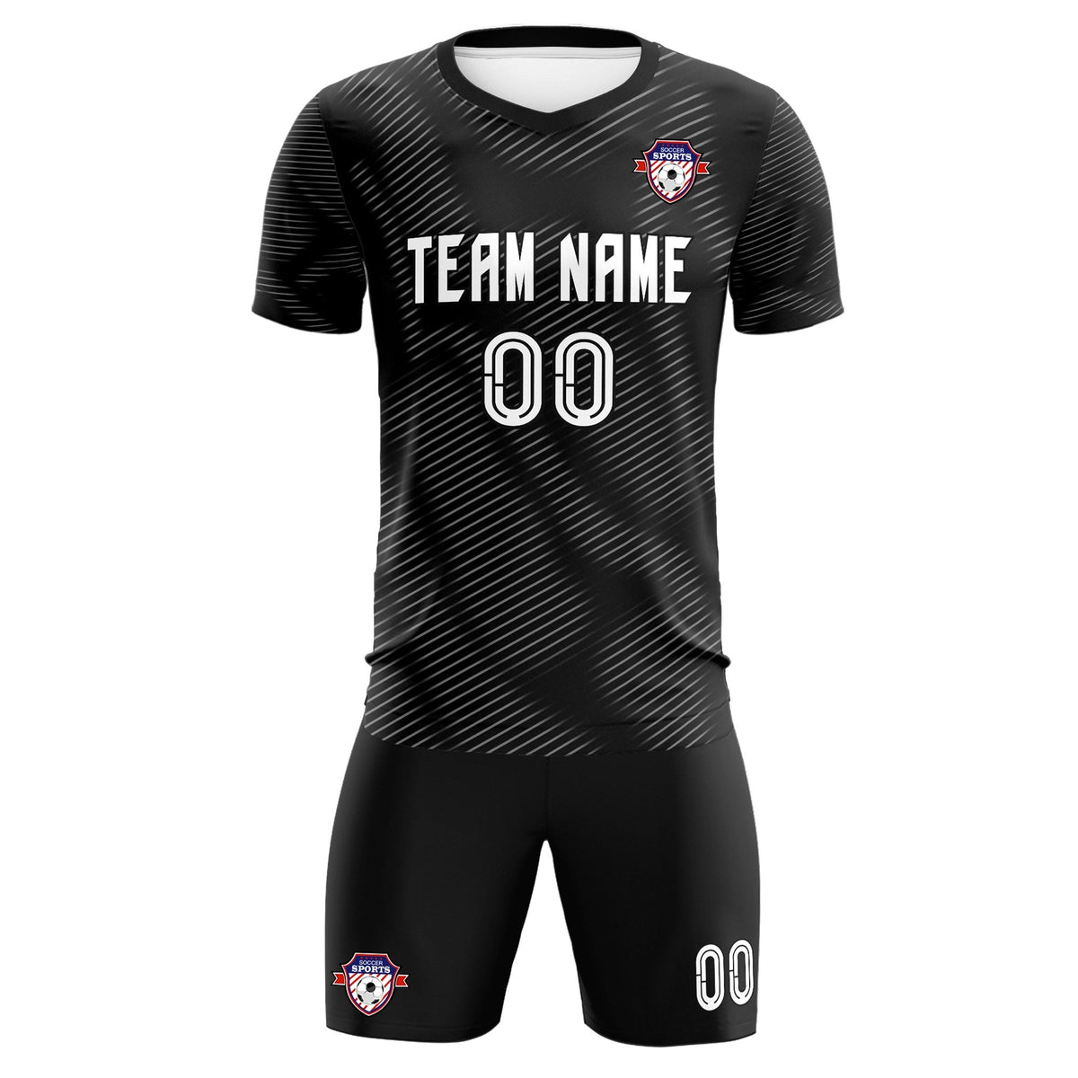 Custom Black White Training Uniform For Men Football Sets Jersey