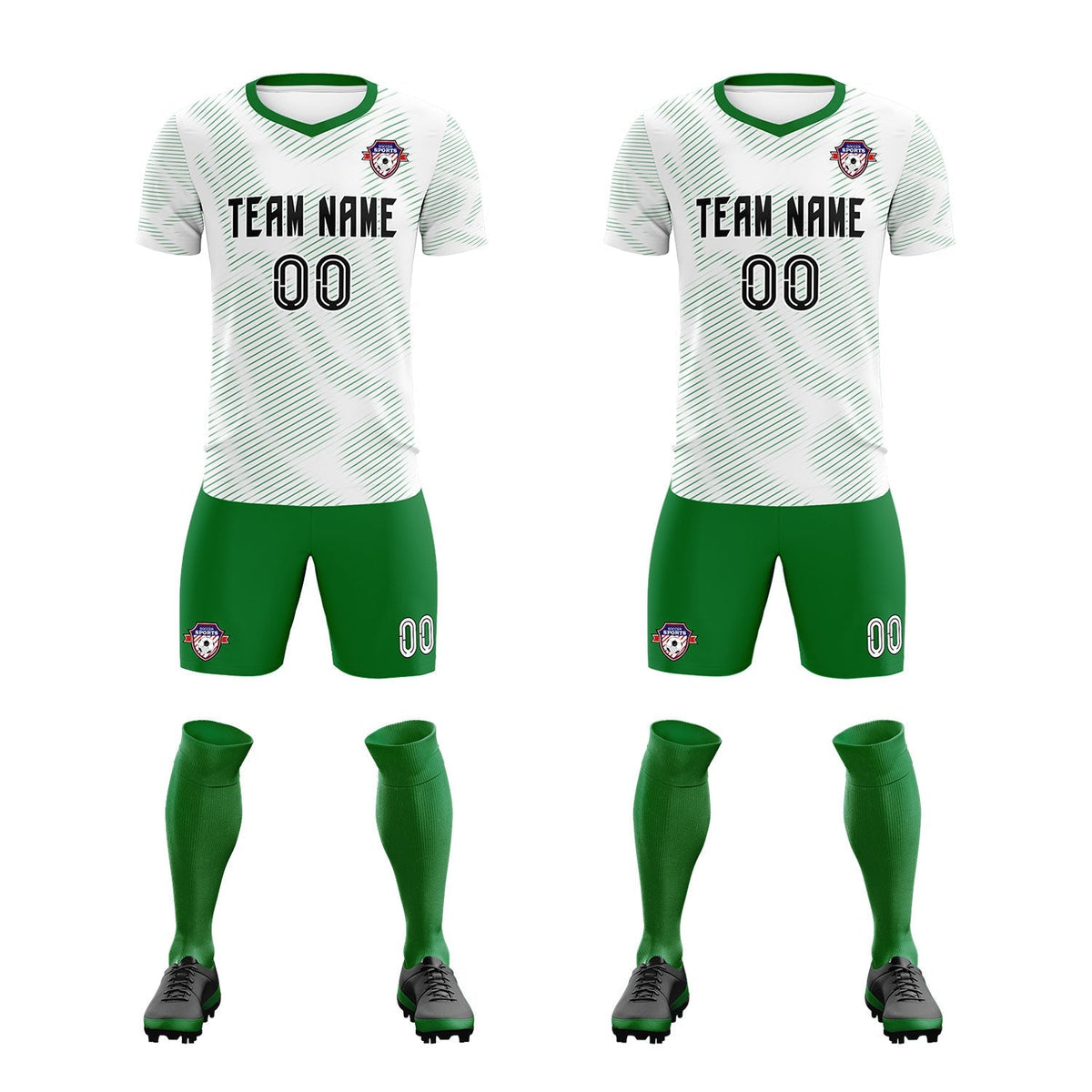 Custom White Kelly Green Training Uniform For Men Football Sets Jersey