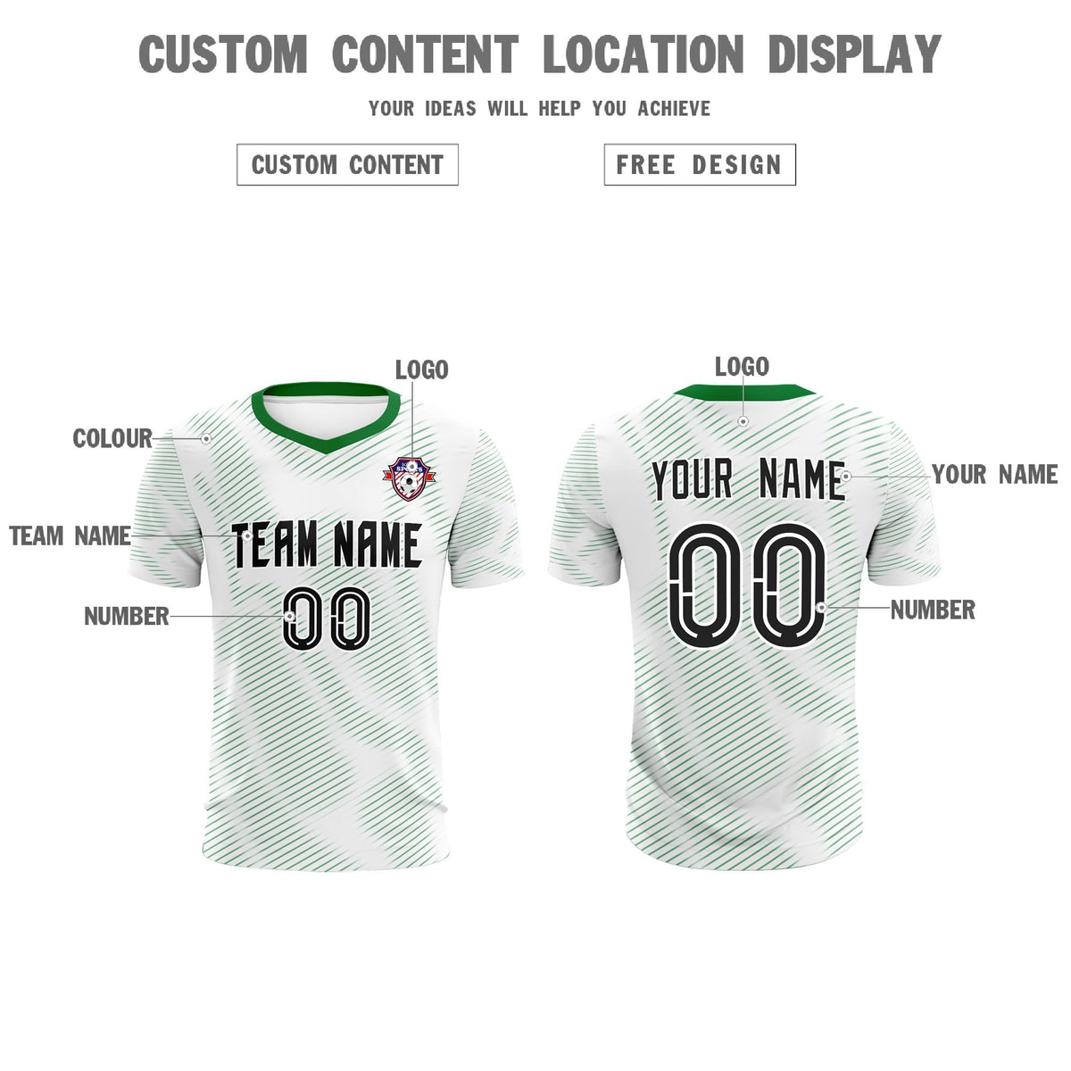 Custom White Kelly Green Training Uniform For Men Football Sets Jersey