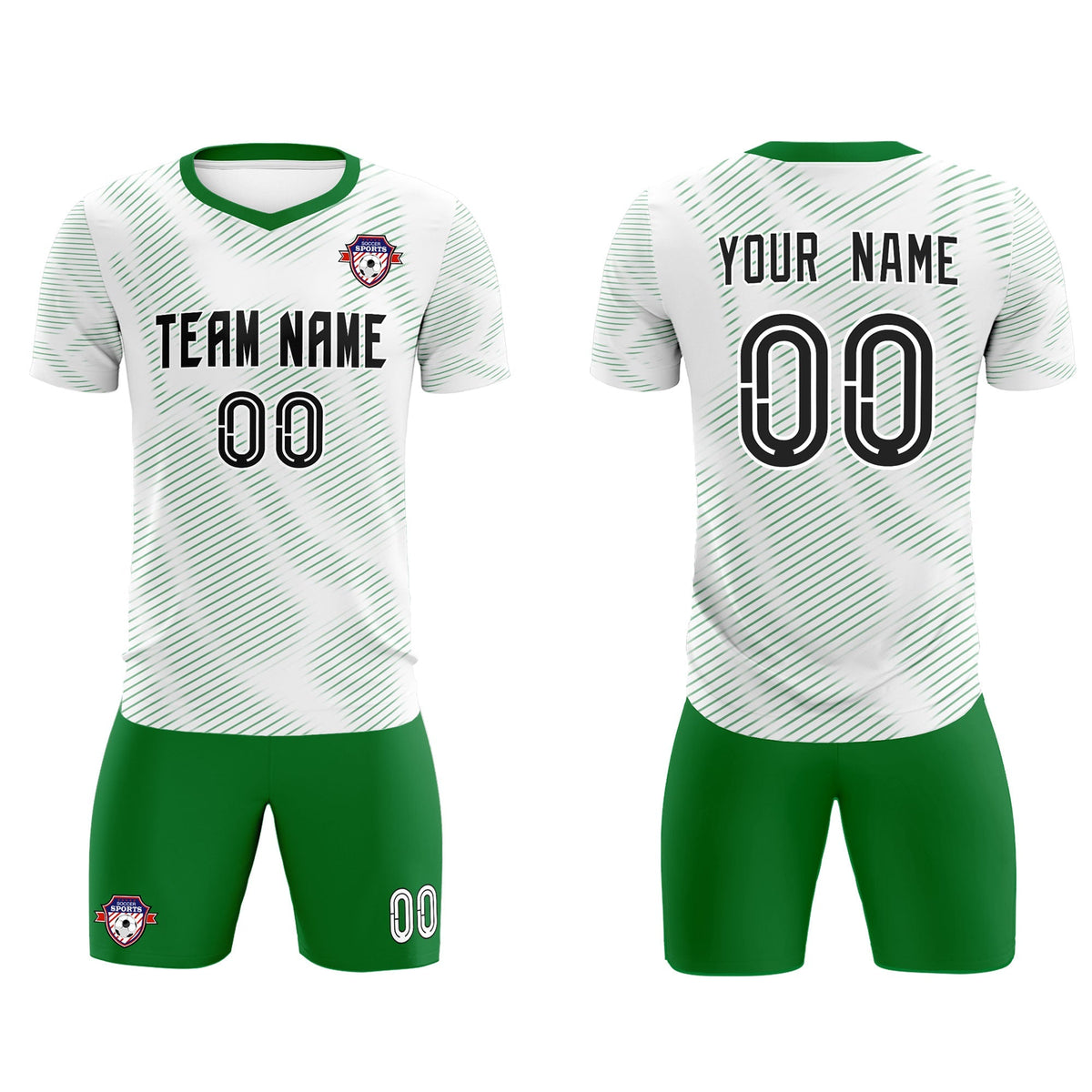 Custom White Kelly Green Training Uniform For Men Football Sets Jersey
