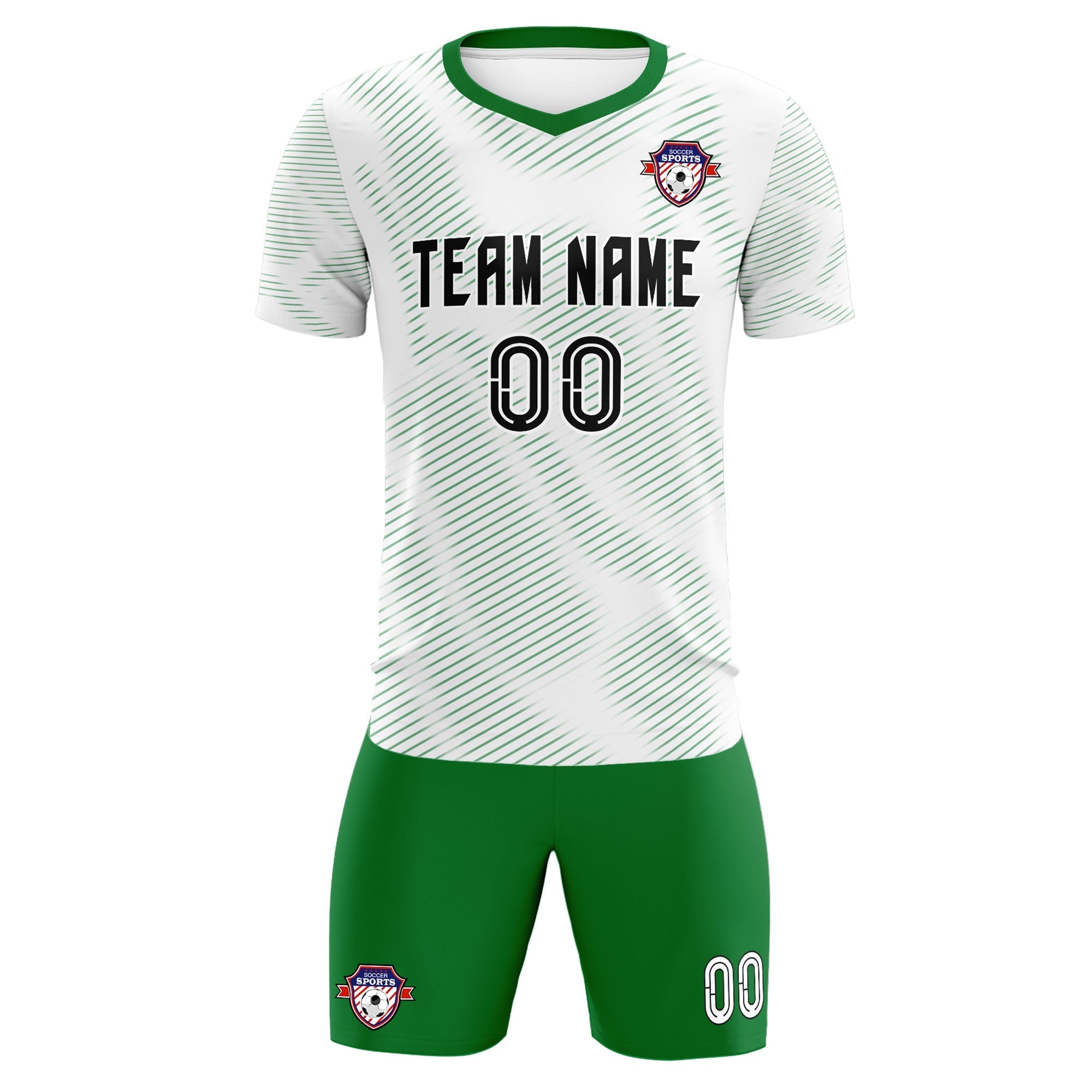 Custom White Kelly Green Training Uniform For Men Football Sets Jersey