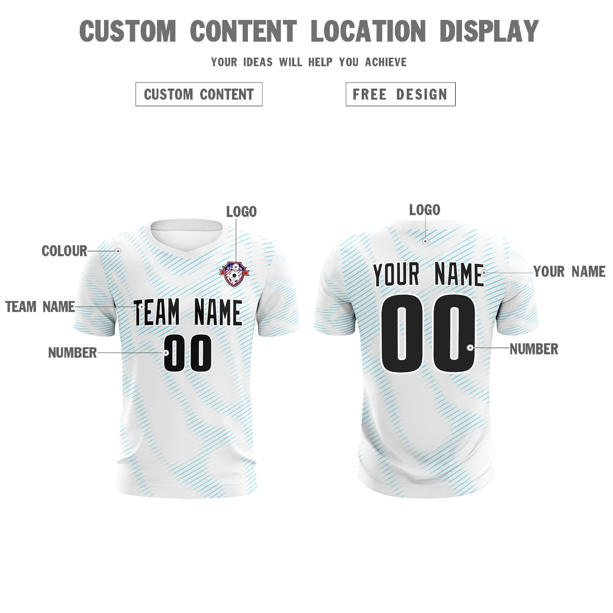 Custom White Sky Blue Training Uniform For Men Football Sets Jersey