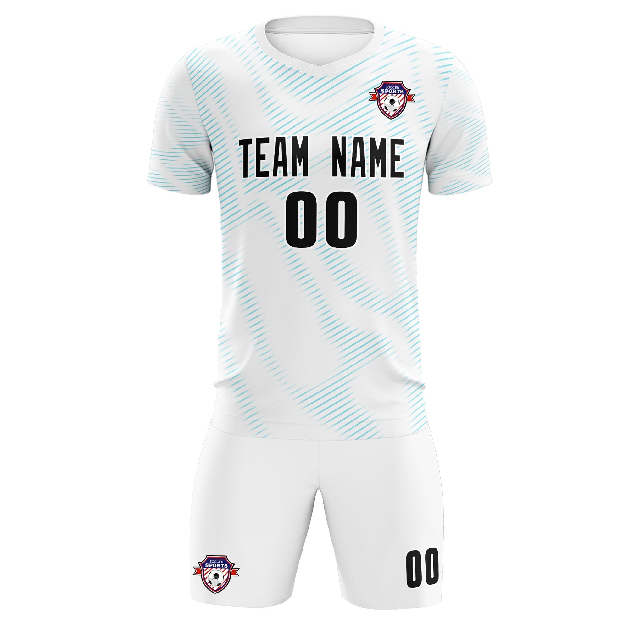 Custom White Sky Blue Training Uniform For Men Football Sets Jersey