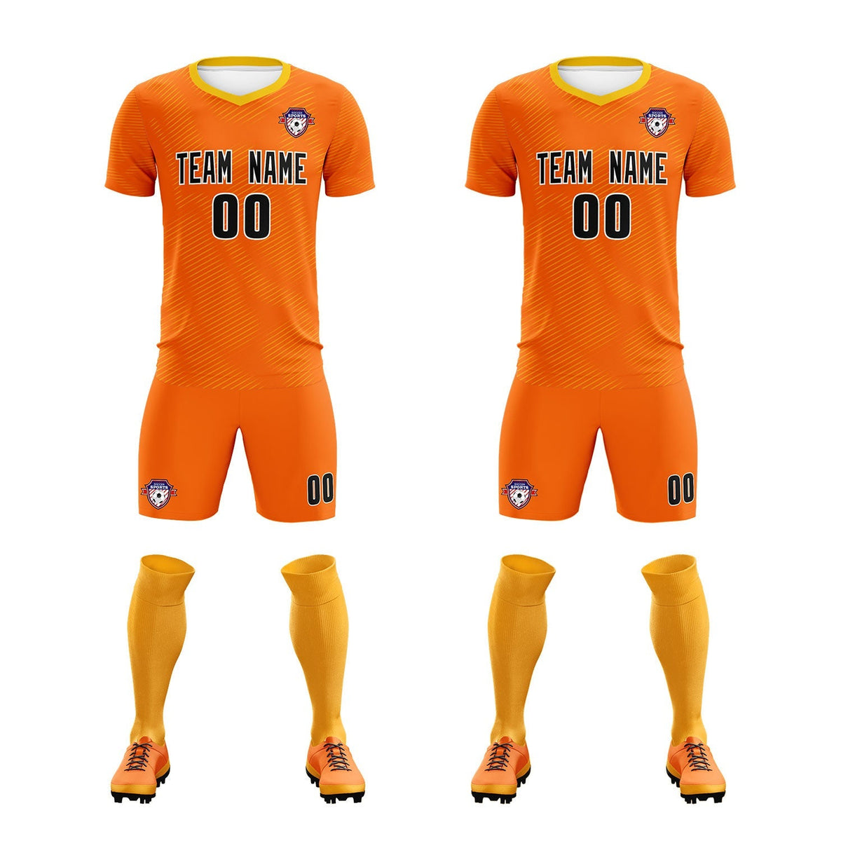 Custom Orange Gold Training Uniform For Men Football Sets Jersey