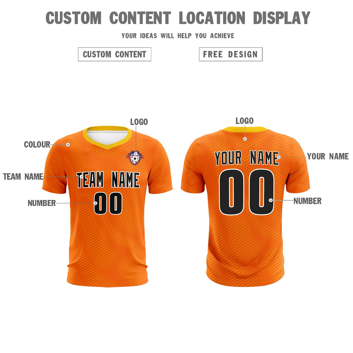 Custom Orange Gold Training Uniform For Men Football Sets Jersey