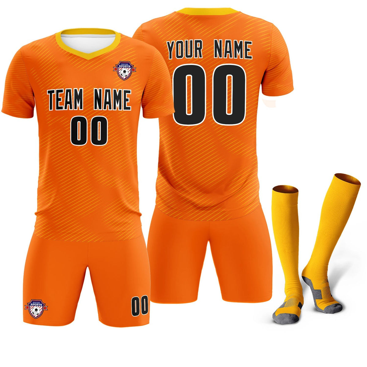 Custom Orange Gold Training Uniform For Men Football Sets Jersey