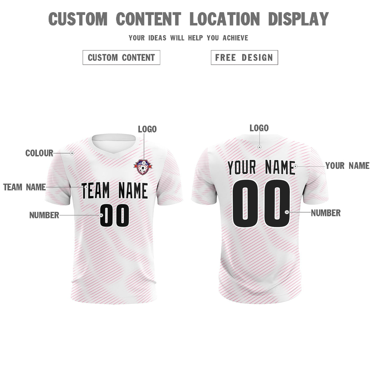 Custom White Pink Training Uniform For Men Football Sets Jersey