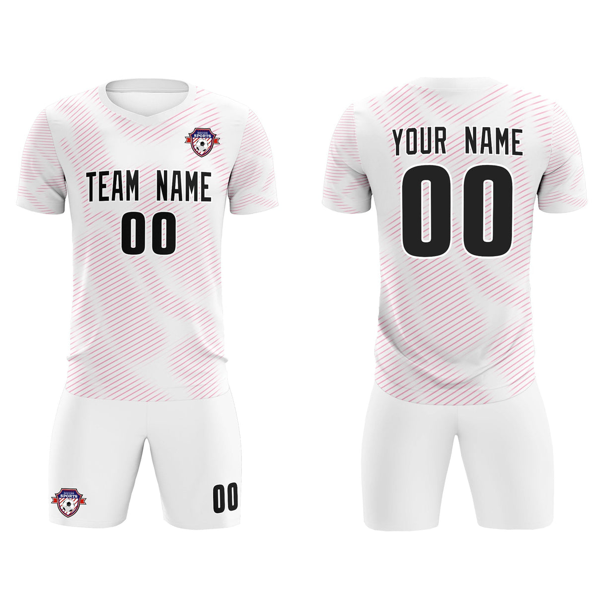 Custom White Pink Training Uniform For Men Football Sets Jersey