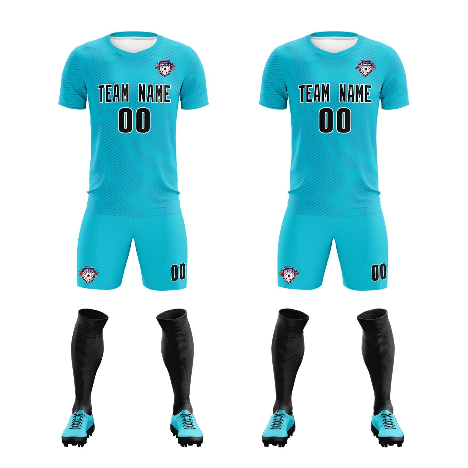 Custom Sky Blue Royal Training Uniform For Men Football Sets Jersey