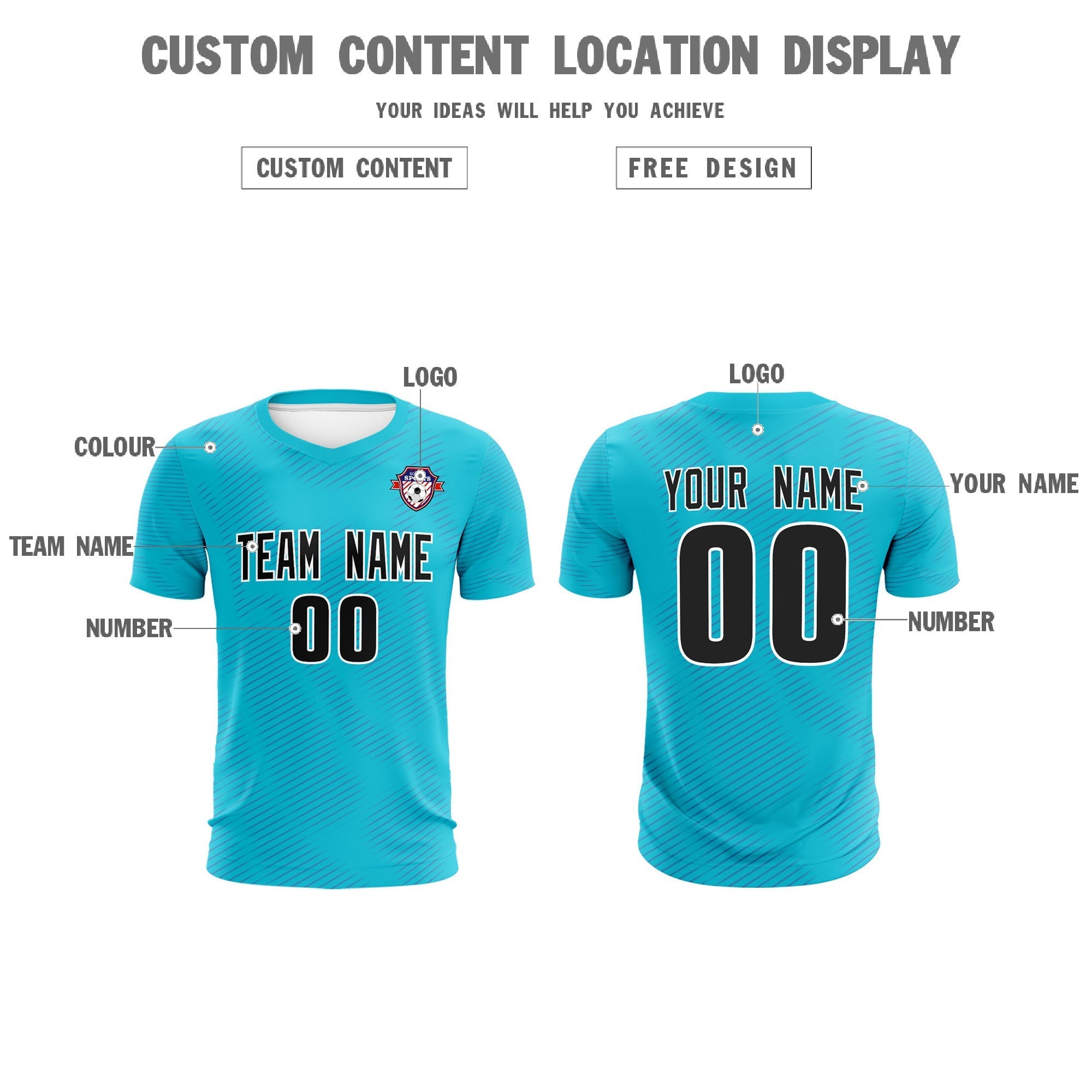 Custom Sky Blue Royal Training Uniform For Men Football Sets Jersey
