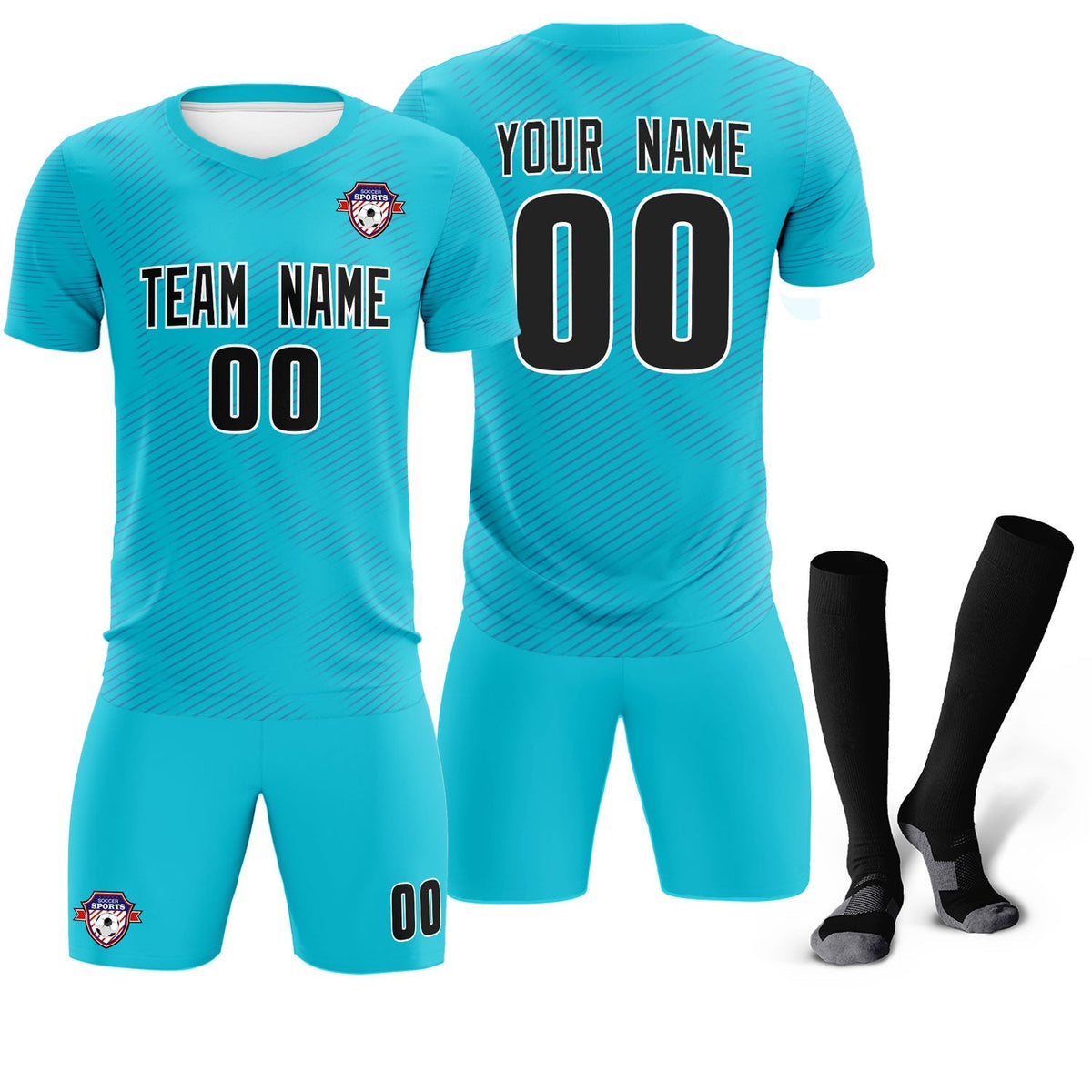 Custom Sky Blue Royal Training Uniform For Men Football Sets Jersey