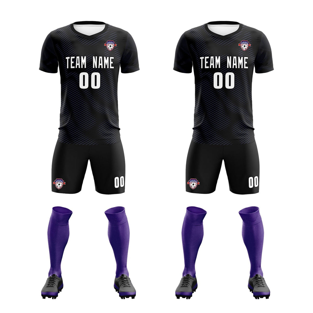 Custom Black Purple Training Uniform For Men Football Sets Jersey