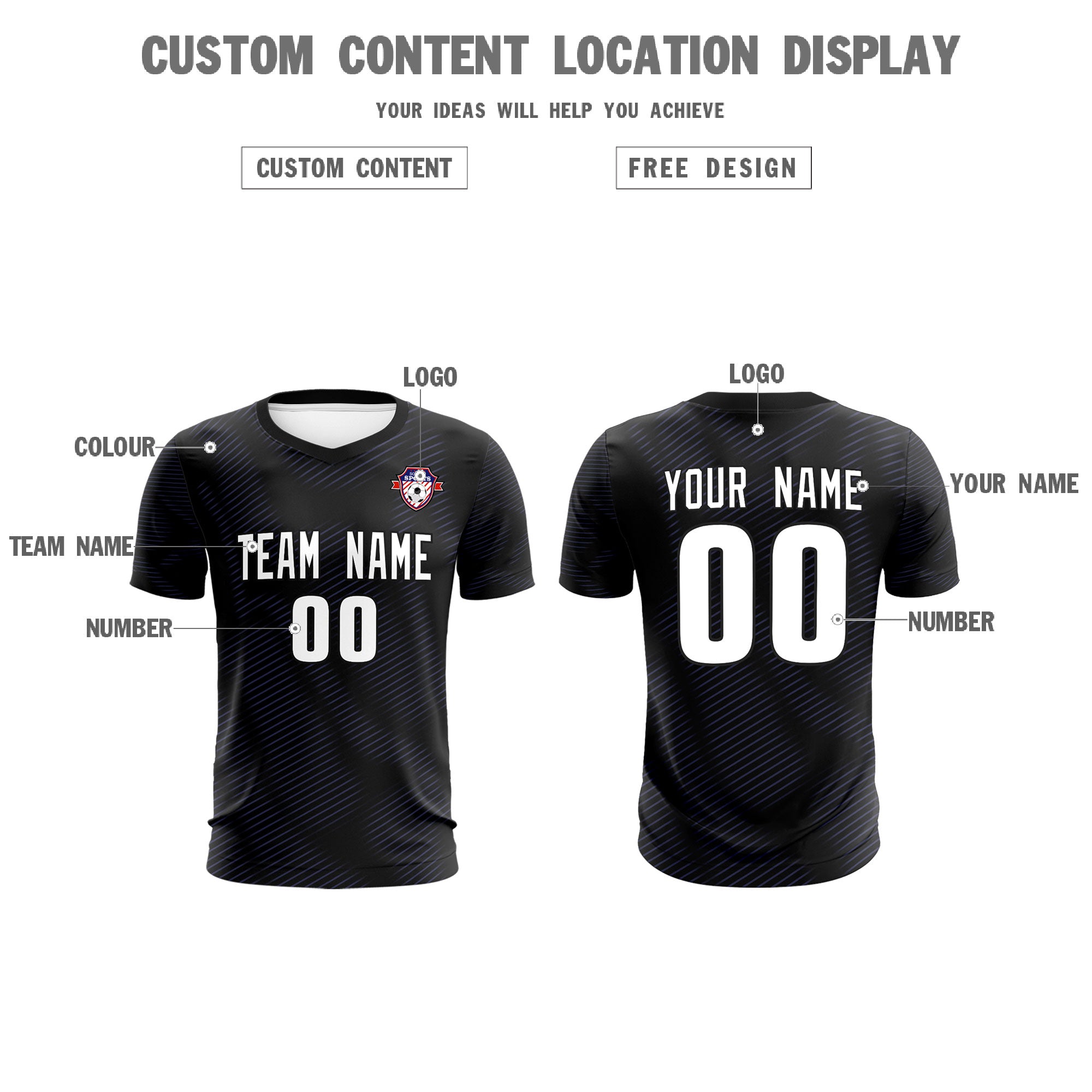 Custom Black Purple Training Uniform For Men Football Sets Jersey