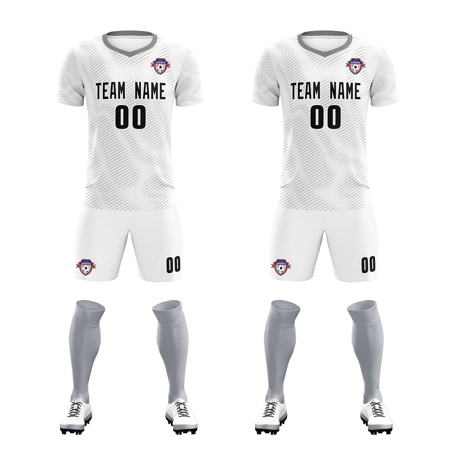 Custom White Gray Training Uniform For Men Football Sets Jersey