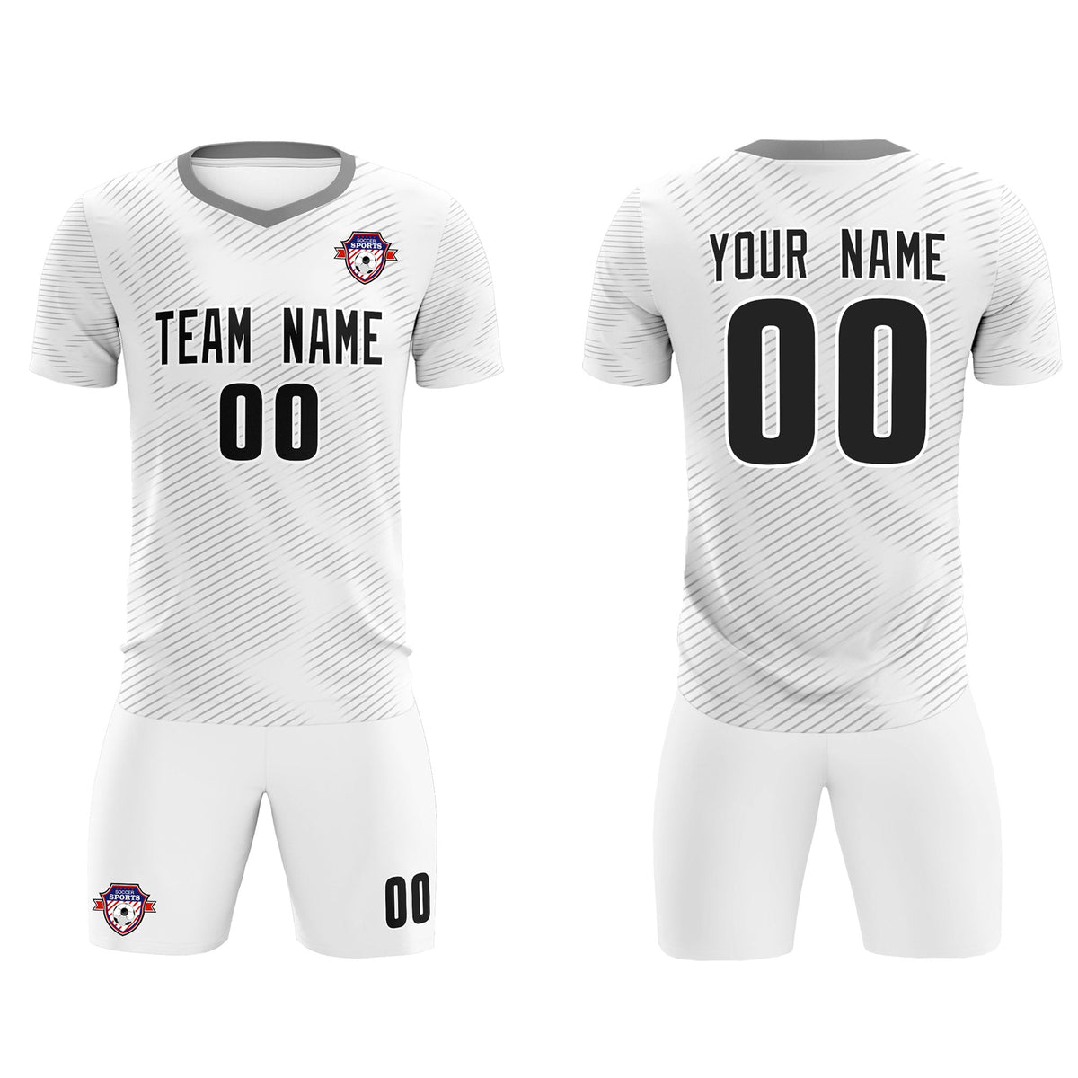 Custom White Gray Training Uniform For Men Football Sets Jersey