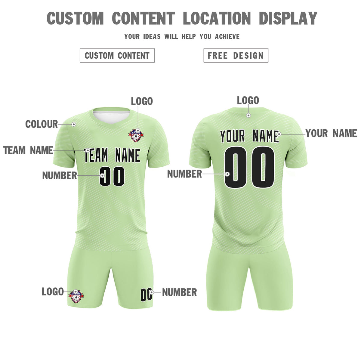 Custom Green White Training Uniform For Men Football Sets Jersey