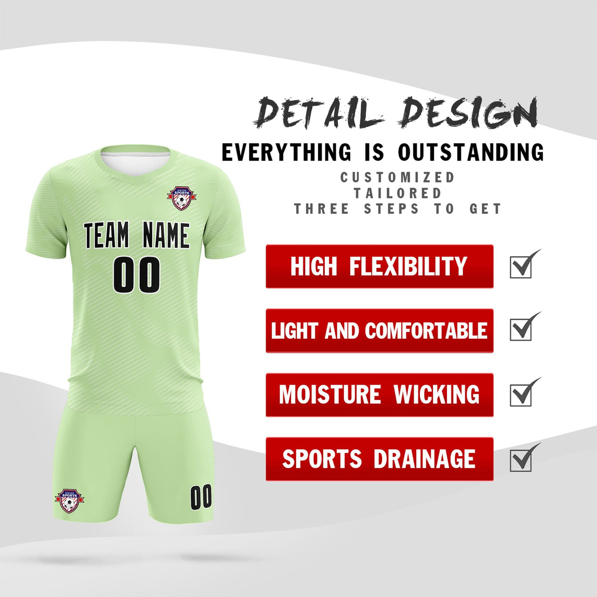 Custom Green White Training Uniform For Men Football Sets Jersey