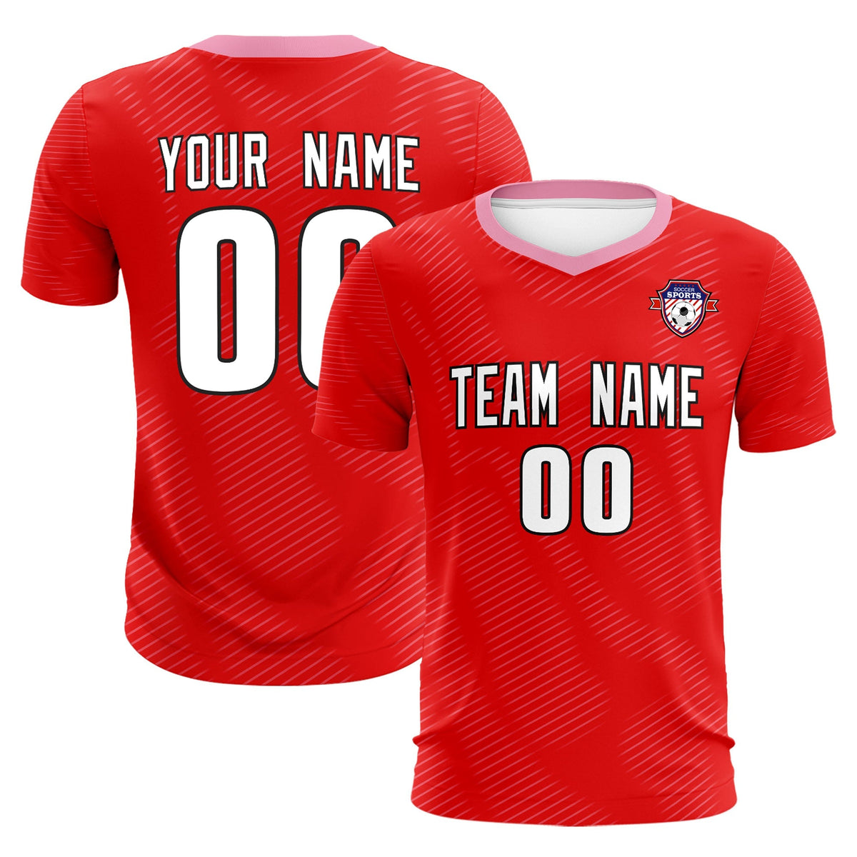 Custom Red Light Pink Training Uniform For Men Football Sets Jersey