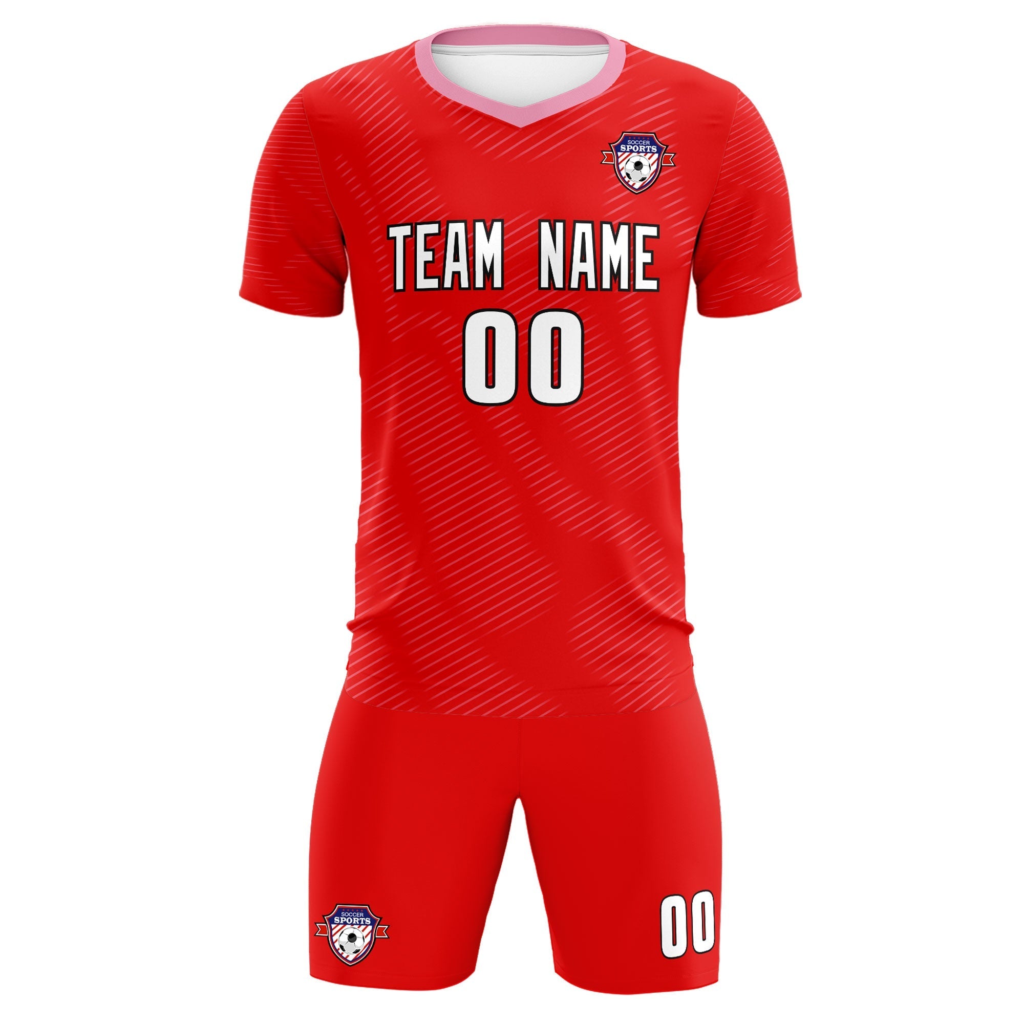 Custom Red Light Pink Training Uniform For Men Football Sets Jersey