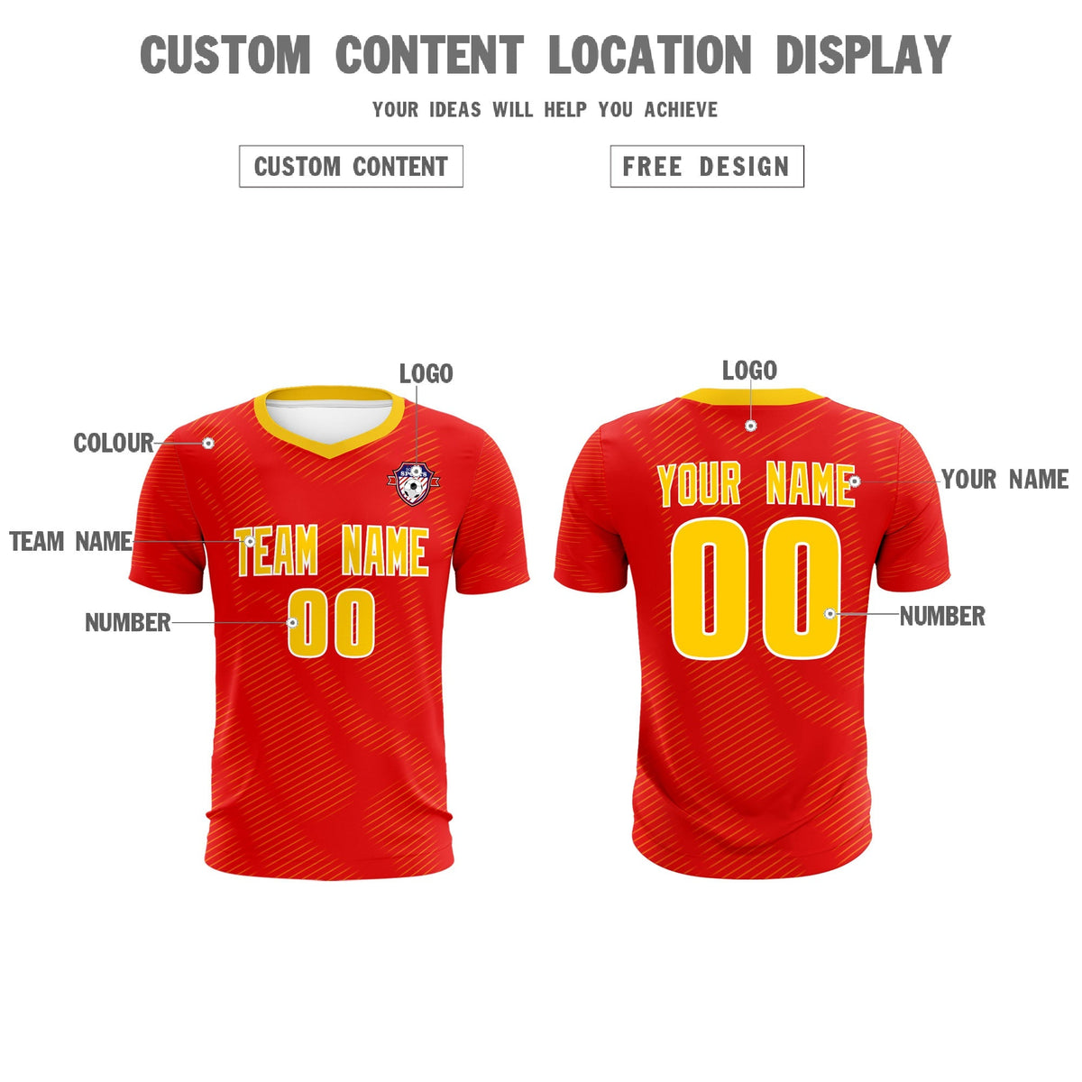 Custom Red Gold Training Uniform For Men Football Sets Jersey