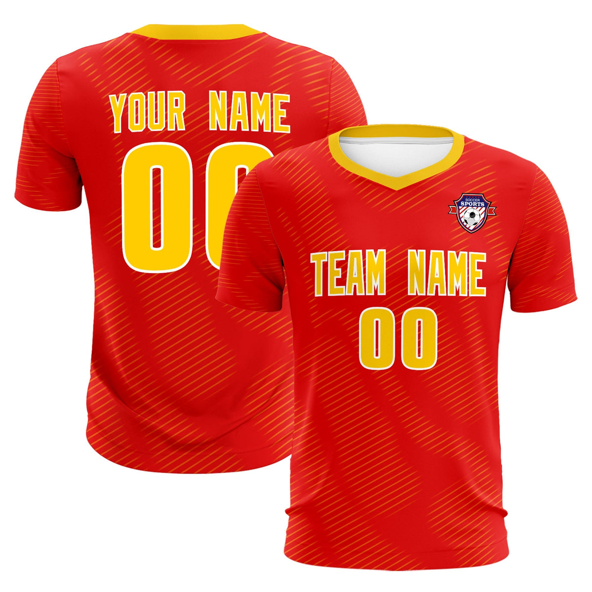Custom Red Gold Training Uniform For Men Football Sets Jersey