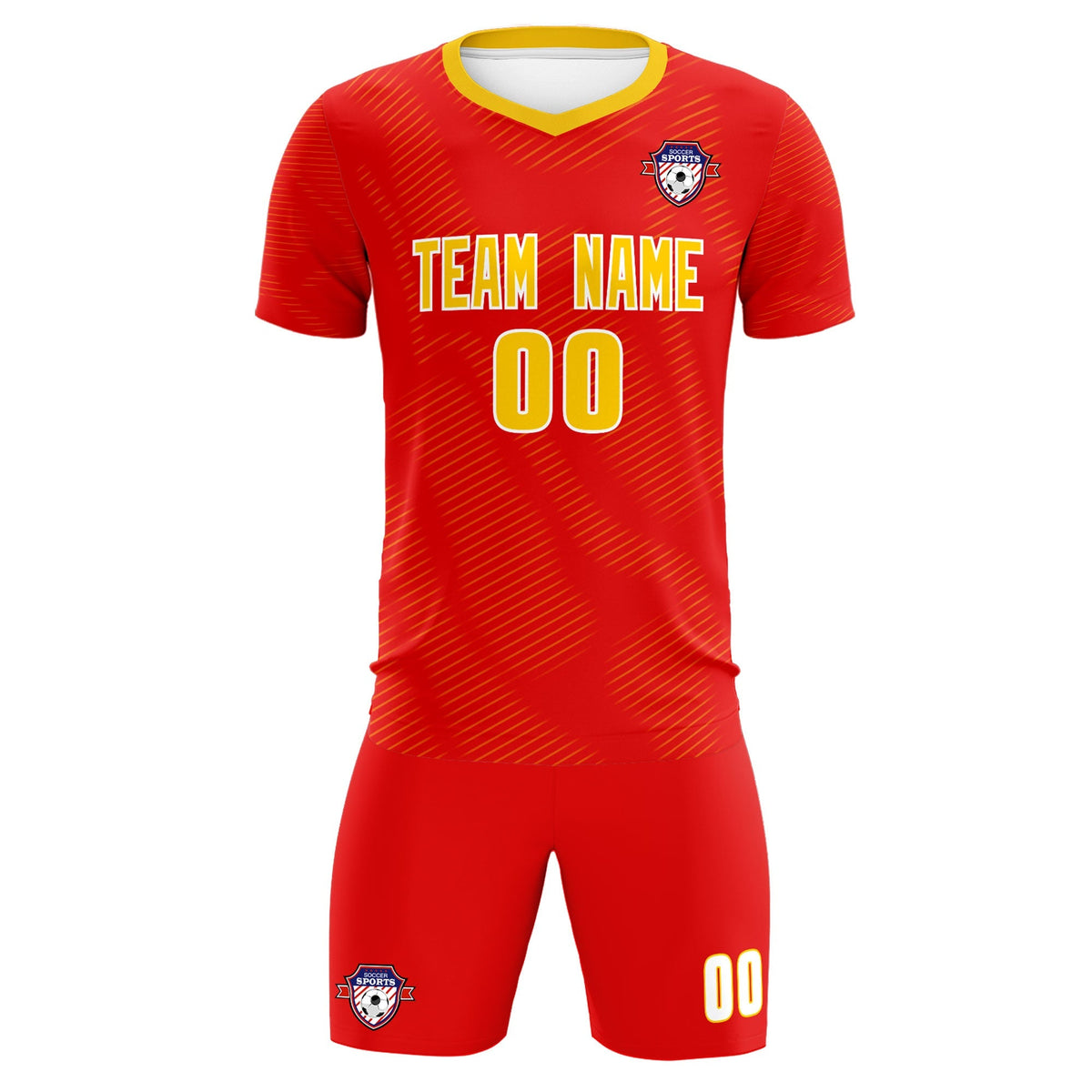 Custom Red Gold Training Uniform For Men Football Sets Jersey