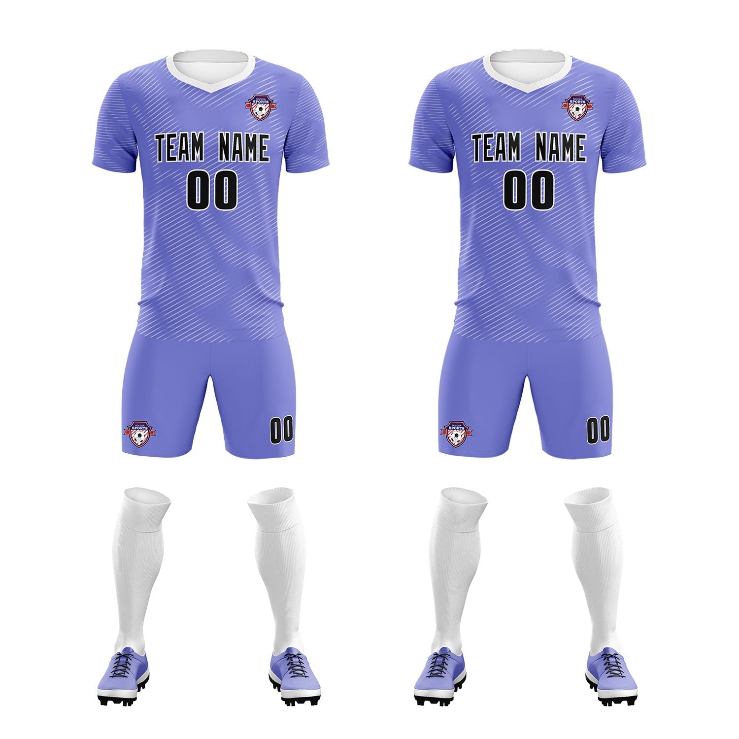 Custom Light Purple White Training Uniform For Men Football Sets Jersey