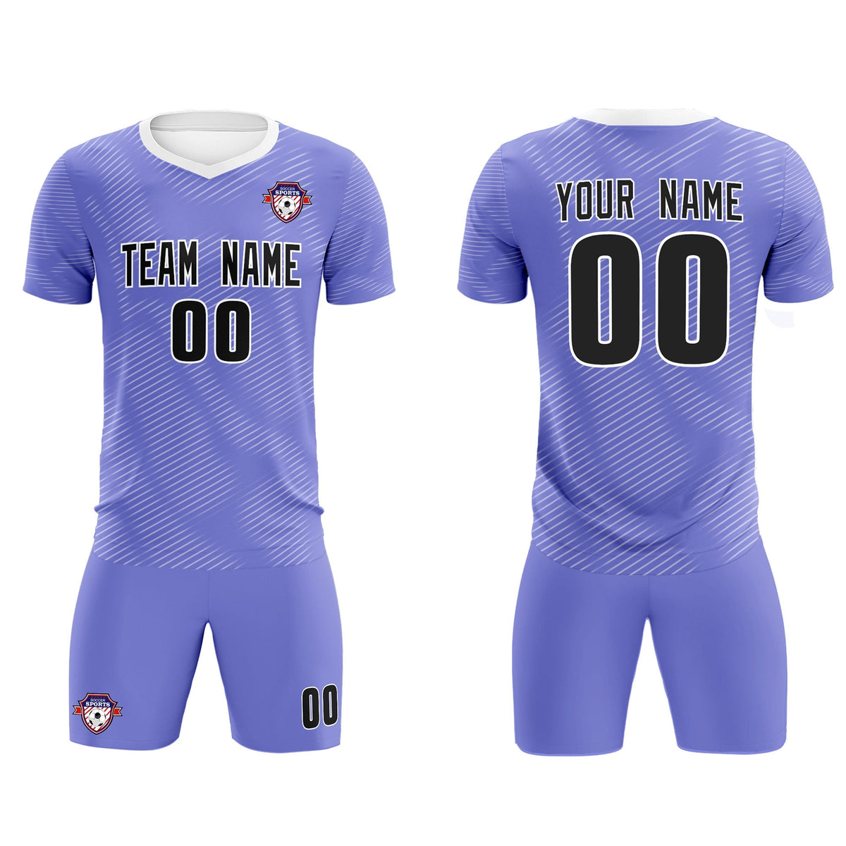 Custom Light Purple White Training Uniform For Men Football Sets Jersey