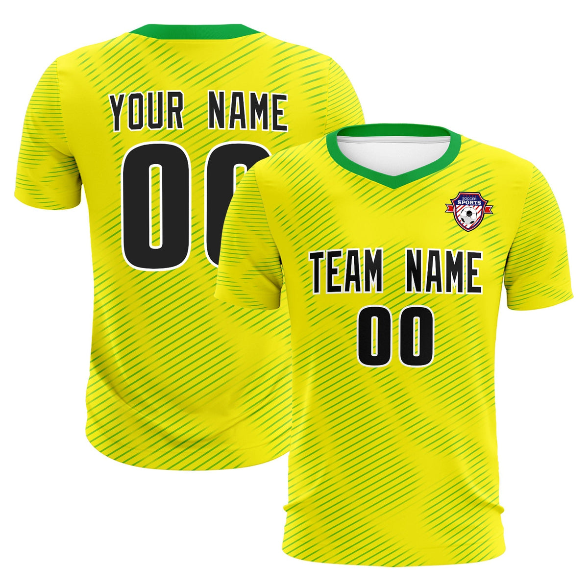 Custom Gold Kelly Green Training Uniform For Men Football Sets Jersey