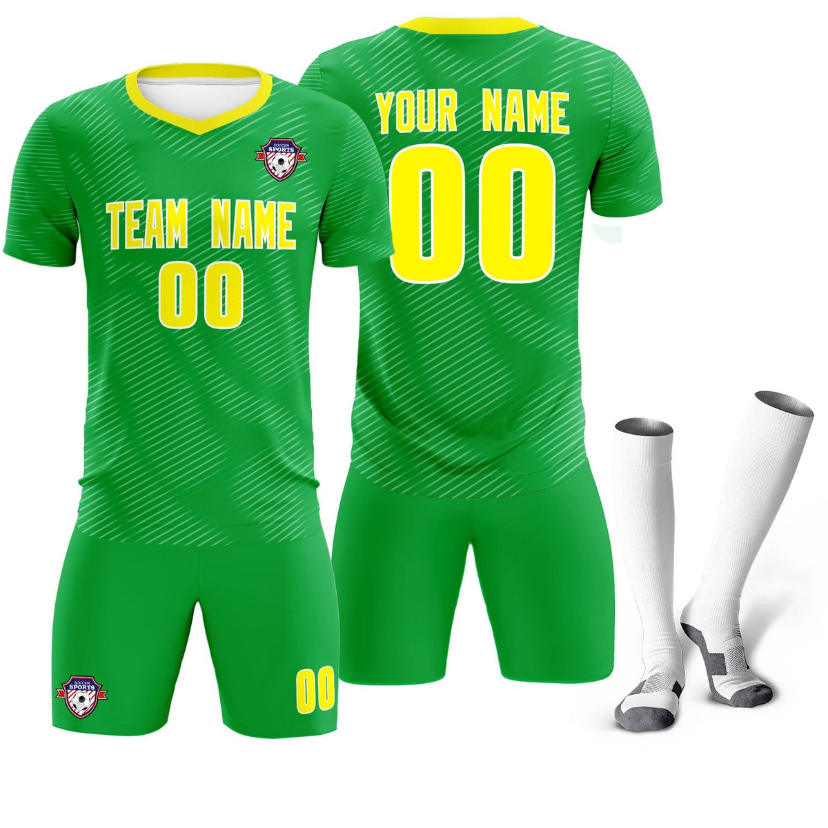 Custom Kelly Green Gold Training Uniform For Men Football Sets Jersey