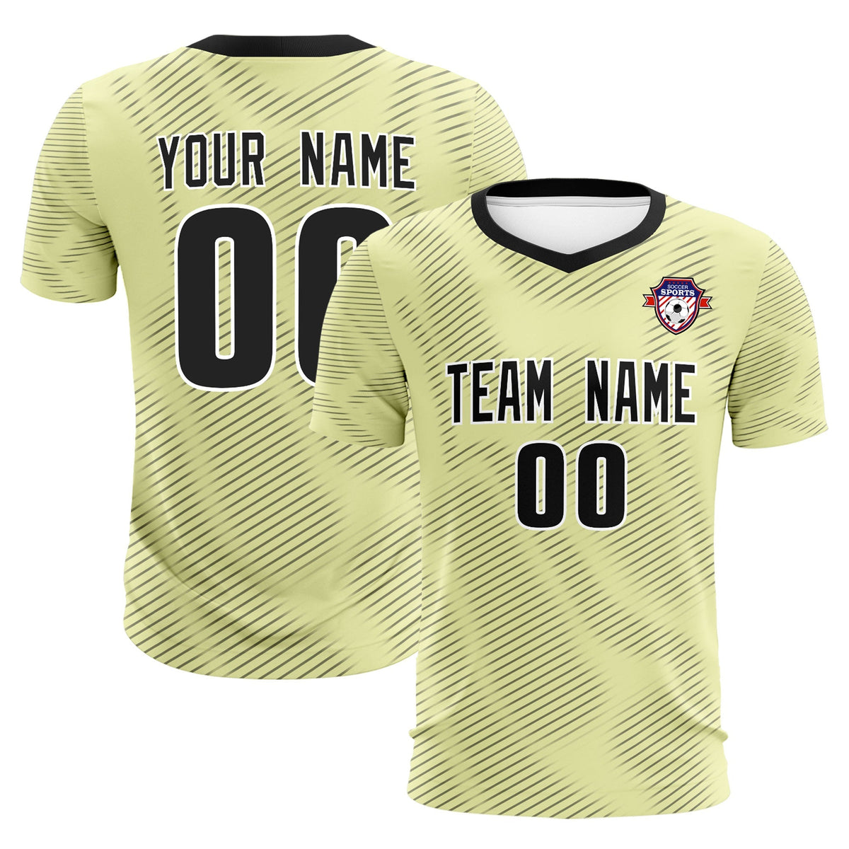 Custom Cream Black Training Uniform For Men Football Sets Jersey