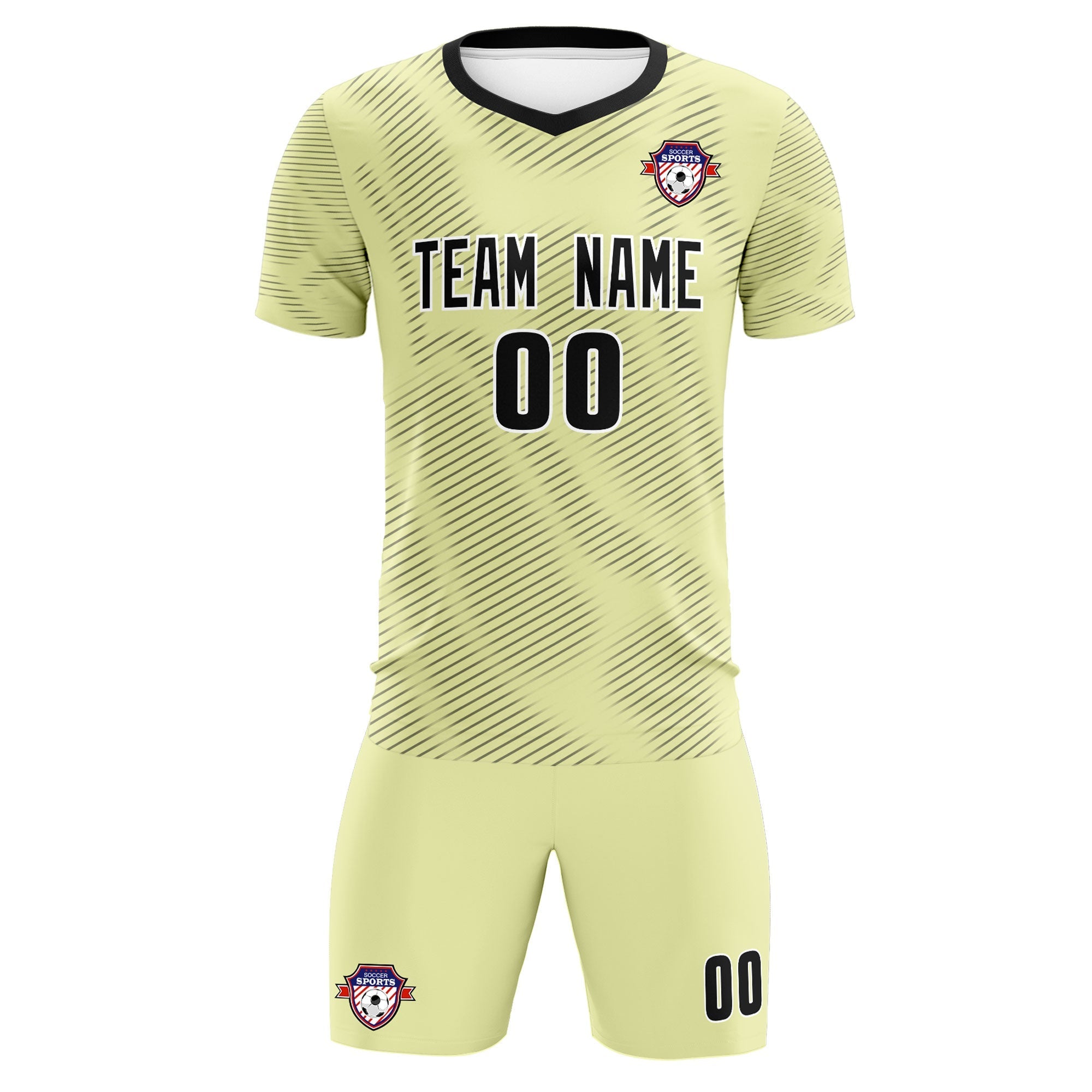 Custom Cream Black Training Uniform For Men Football Sets Jersey