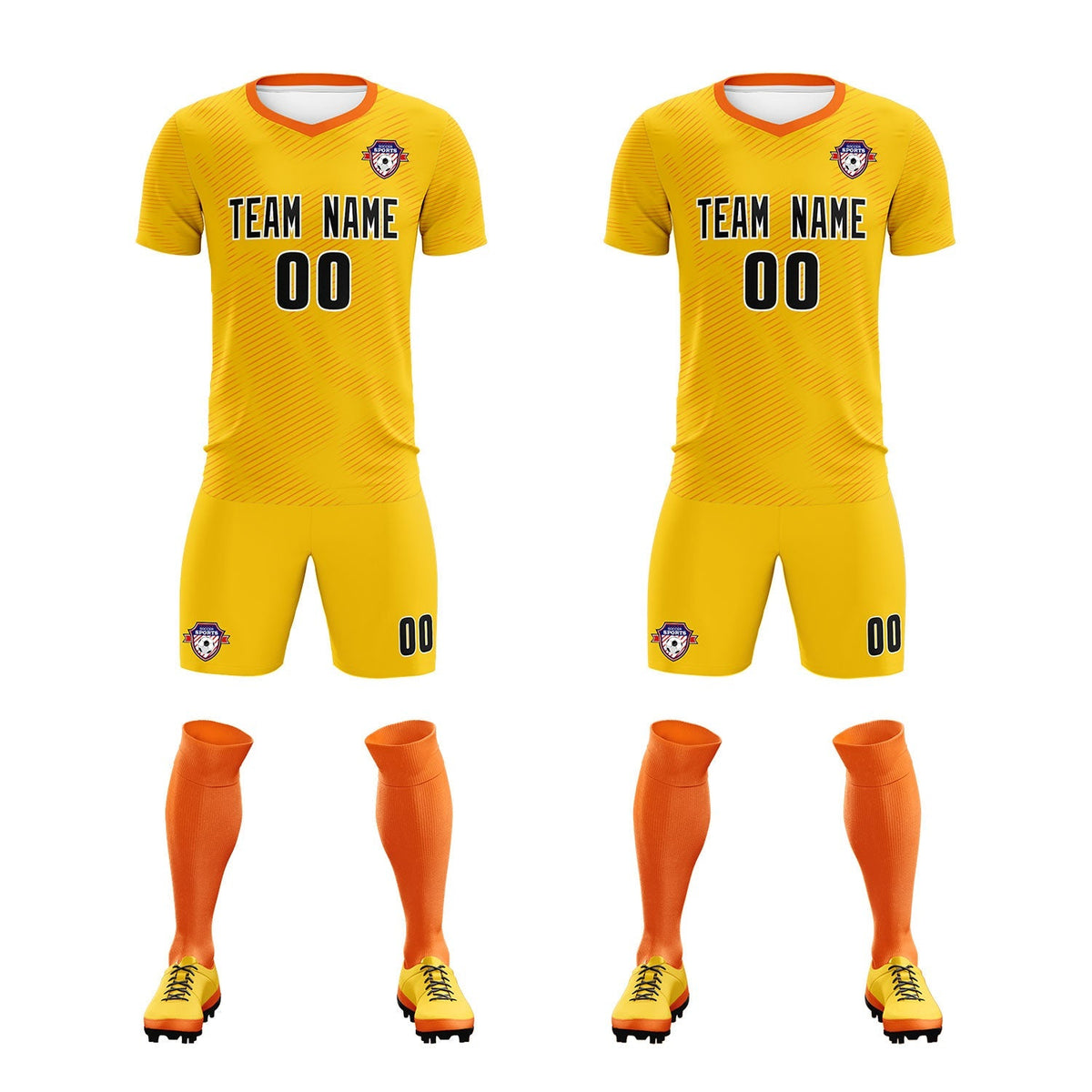Custom Yellow Orange Training Uniform For Men Football Sets Jersey
