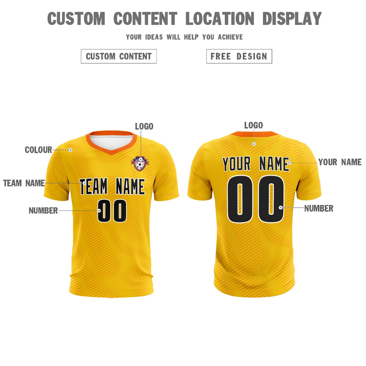 Custom Yellow Orange Training Uniform For Men Football Sets Jersey